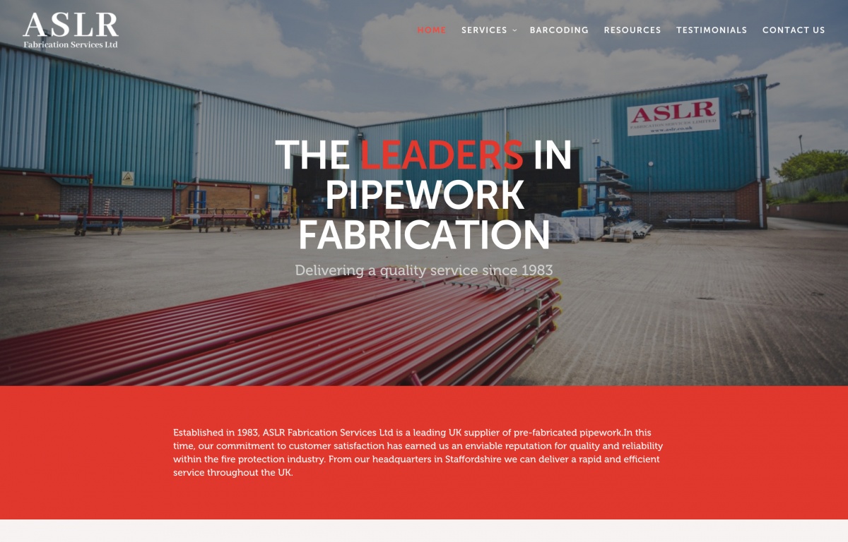 ASLR Fabrication website screenshot