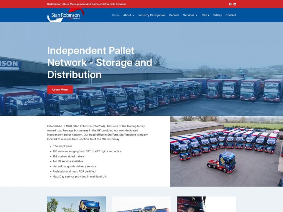 Stan Robinson website designed by Web Optic for the Stafford haulage business