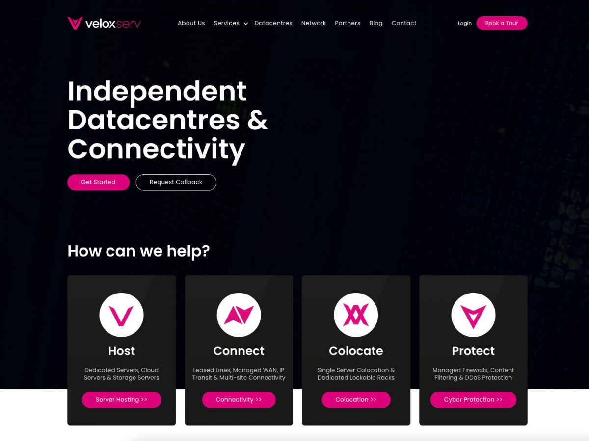 VeloxServ website screenshot