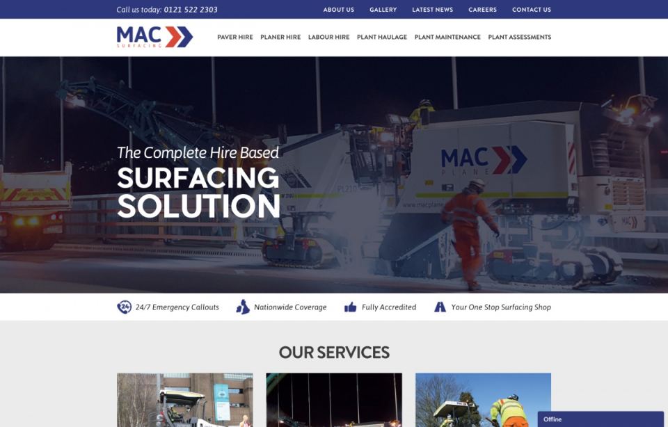 MAC Surfacing website designed by Web Optic