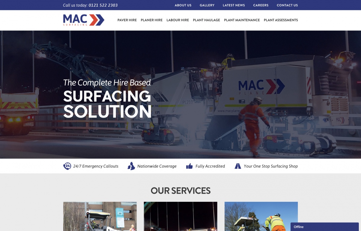 MAC Surfacing website screenshot
