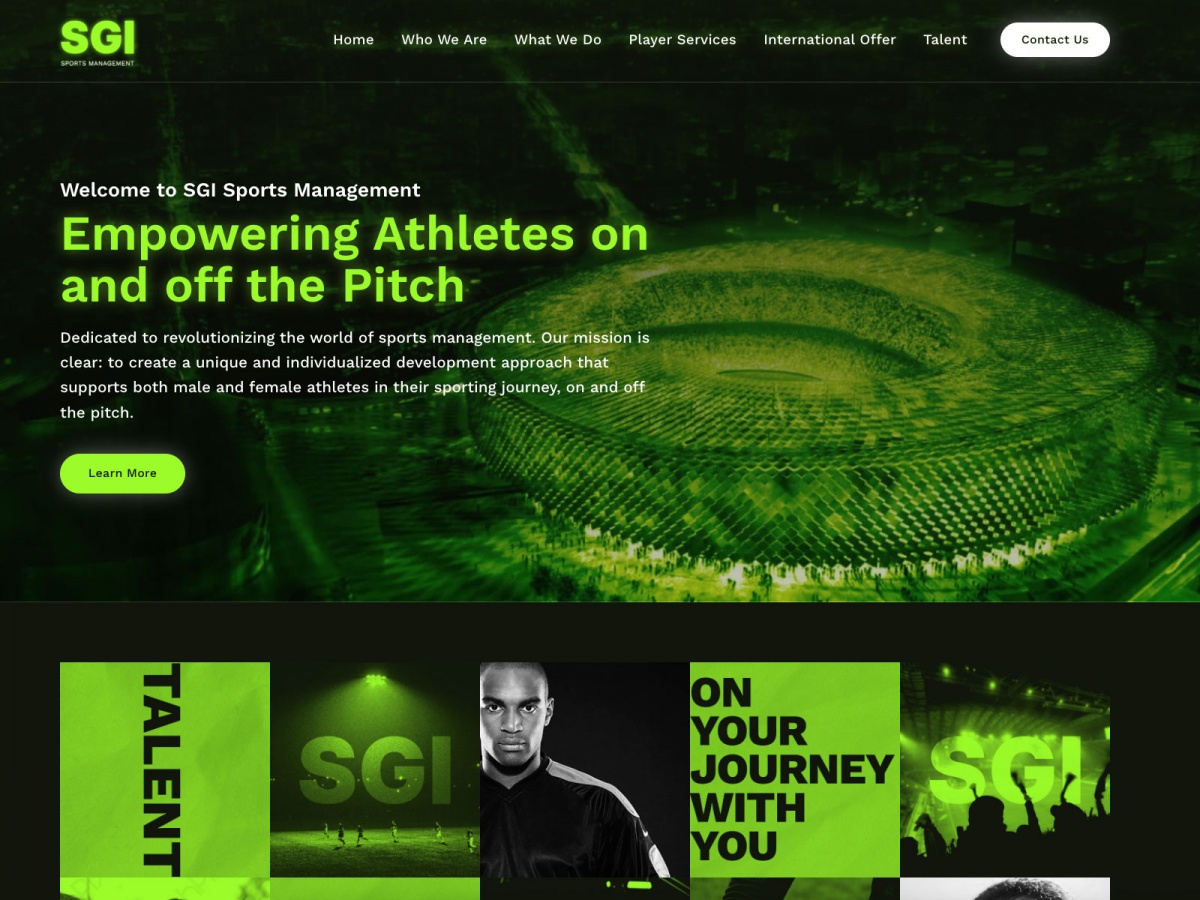 SGI - Sports Management website screenshot
