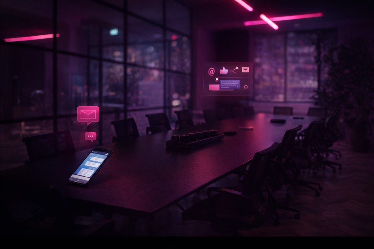 Boardroom and communications concept for the Textplode acquisition story