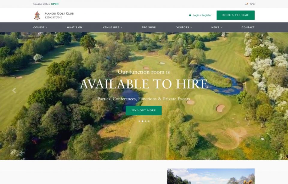 Manor Golf Club website designed by Web Optic