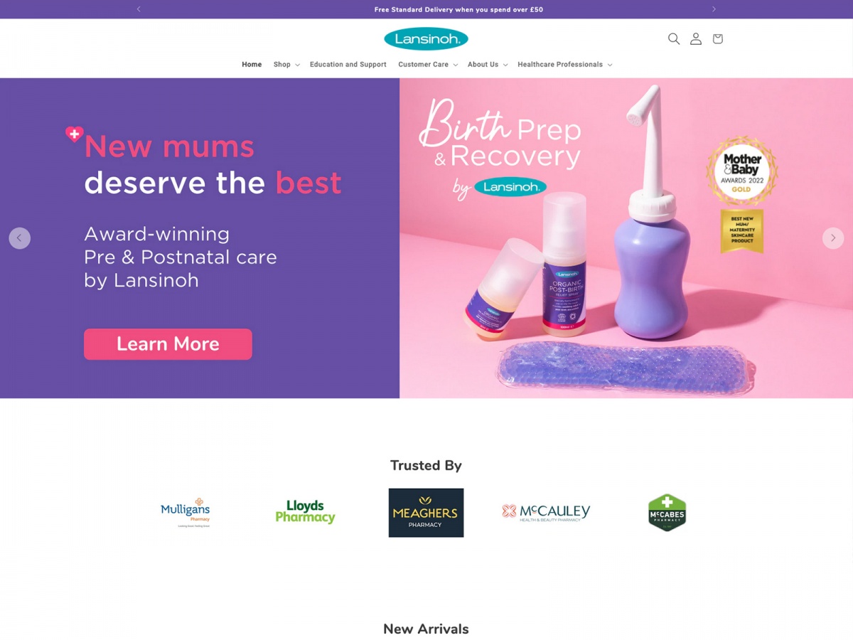 Lansinoh website screenshot