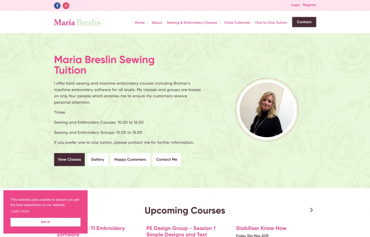 Breslin Sewing Courses website screenshot