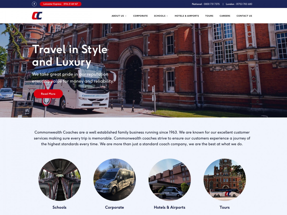 Commonwealth Coaches website screenshot