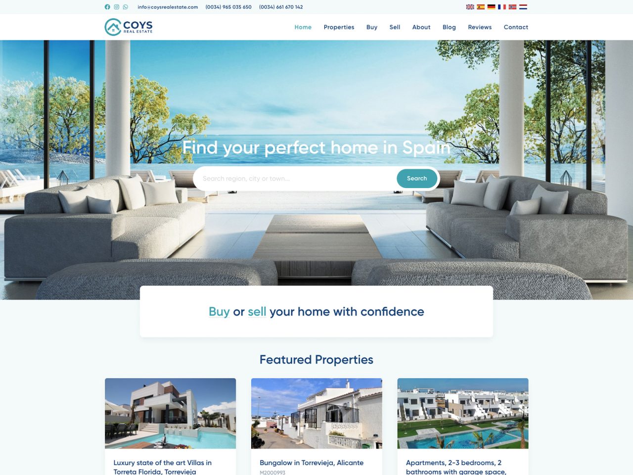 Your New Home Spain website screenshot
